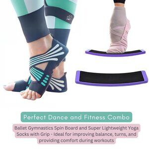Ballet Gymnastics Figure Skating Board & Yoga Socks Shoes with Grip Pack1 Combo